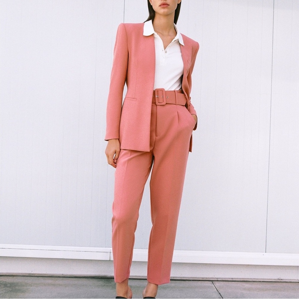 Zara Elegant Pink/Coral Women's Pant Suit Set